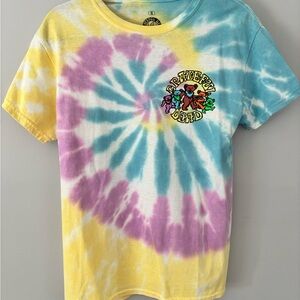 Grateful Dead Yellow and Blue Tie-Dye Short Sleeve Tee